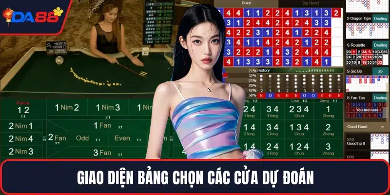 Giao diện bảng chọn các cửa dự đoán